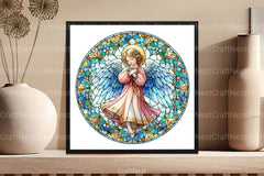 Round Angel Stained Glass Clipart Bundle - CraftNest - Digital Crafting and Art