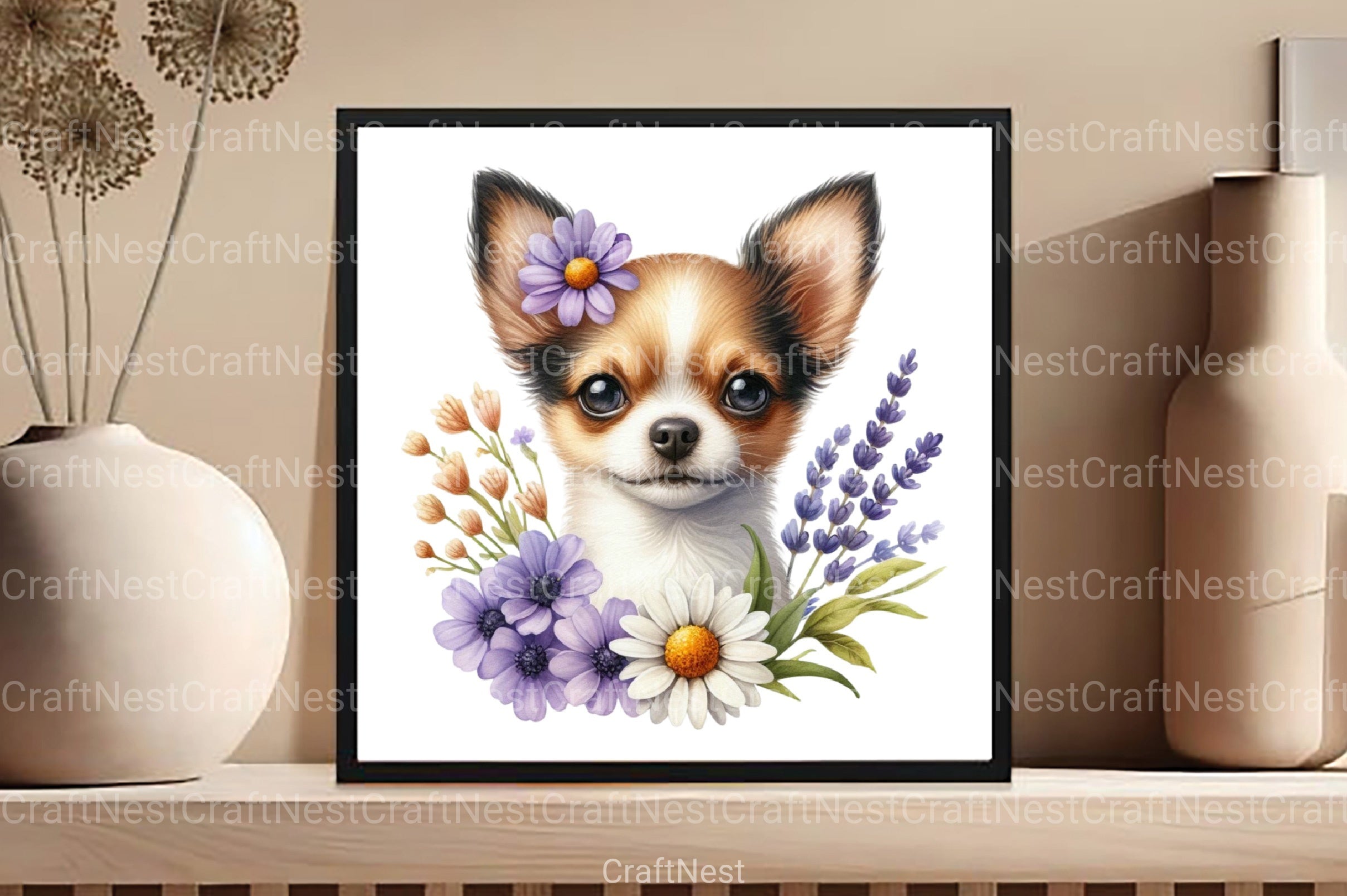 Dog Breeds Flower Crowns Clipart Bundle - CraftNest - Digital Crafting and Art