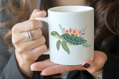 Sea Turtle Floral Shell Clipart Bundle - CraftNest - Digital Crafting and Art