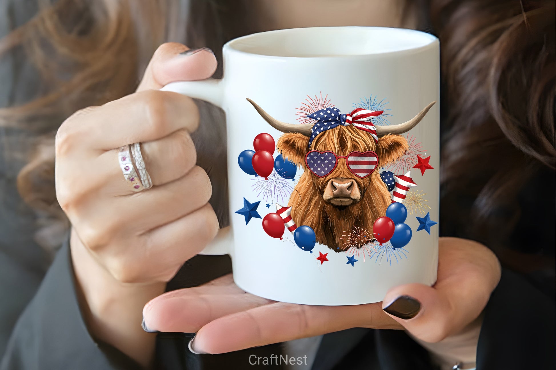 Patriotic Highland Cow Clipart Bundle 4 - CraftNest - Digital Crafting and Art