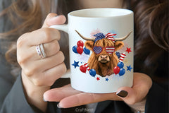Patriotic Highland Cow Clipart Bundle 4 - CraftNest - Digital Crafting and Art