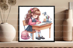 Whimsical School Girl Clipart Bundle - CraftNest - Digital Crafting and Art