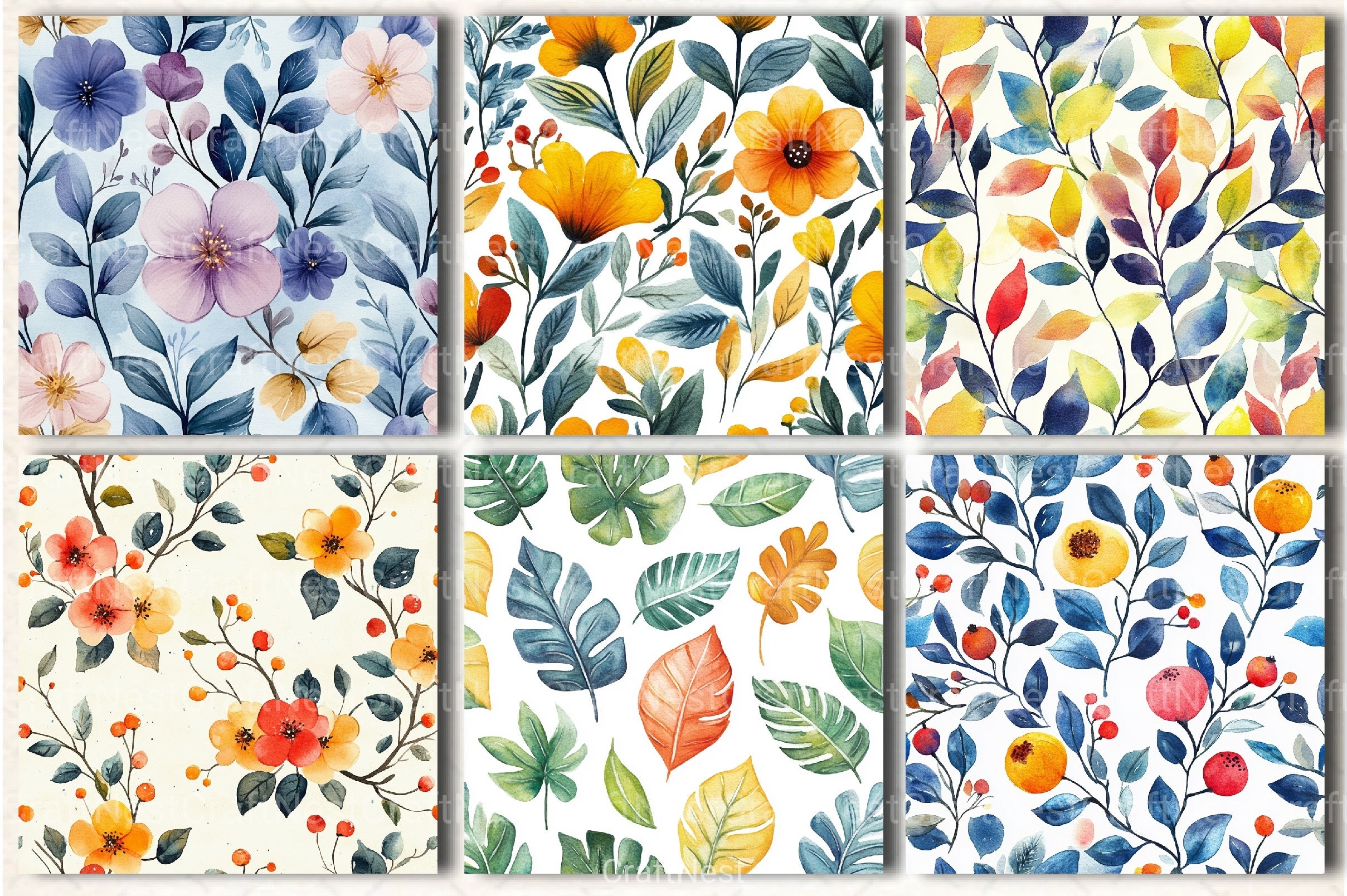 Seamless Patterns Small Set Digital Paper - CraftNest - Digital Crafting and Art