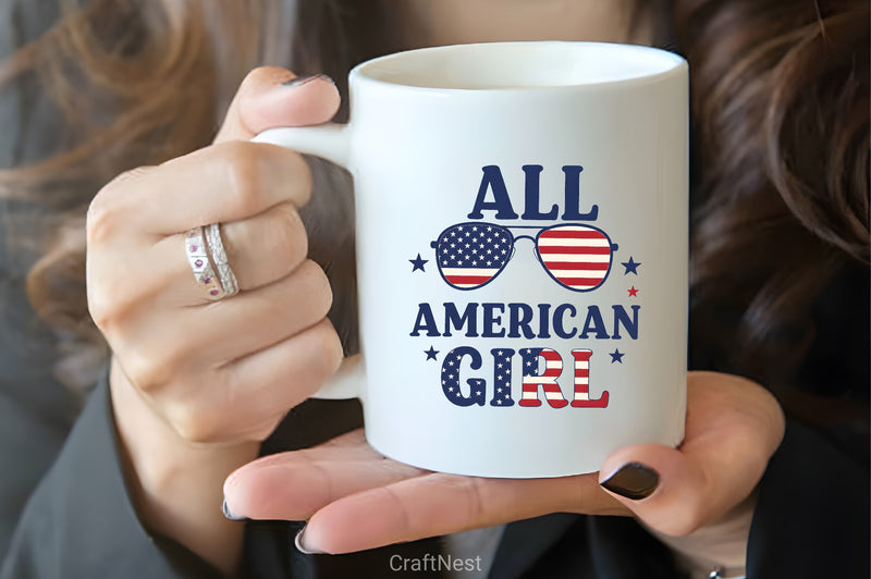All American Girl Shirt 4th of July Clipart Bundle - CraftNest - Digital Crafting and Art