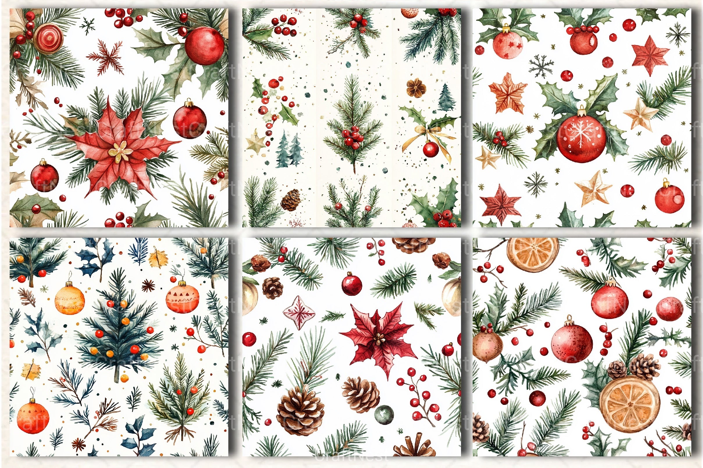 Christmas Seamless Patterns Digital Paper - CraftNest - Digital Crafting and Art