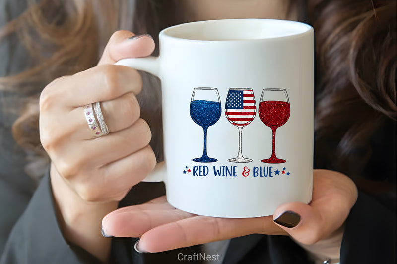 Red Wine & Blue 4th of July Clipart Bundle - CraftNest - Digital Crafting and Art
