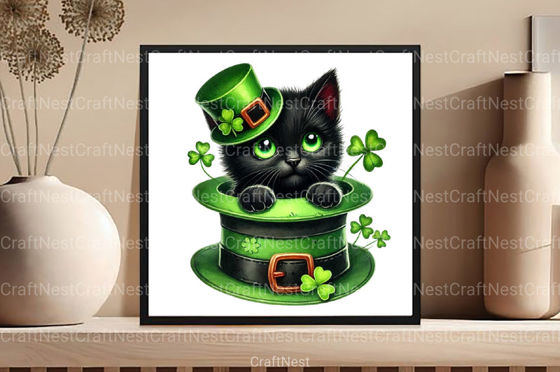 St. Patrick's Day Cat Peeking Hat Clipart Bundle - CraftNest - Digital Crafting and Art