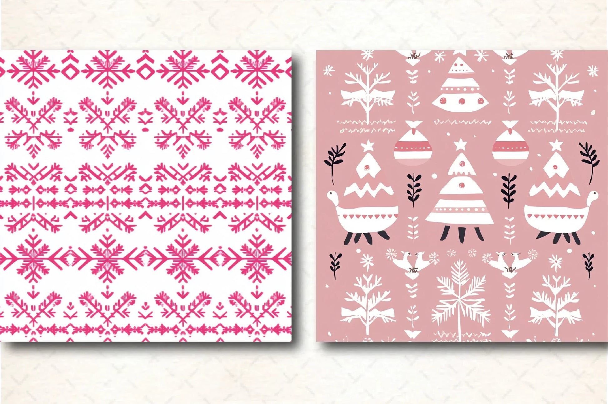 Pink Scandinavian Christmas Patterns Clipart Bundle - CraftNest - Digital Crafting and Art