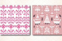 Pink Scandinavian Christmas Patterns Clipart Bundle - CraftNest - Digital Crafting and Art