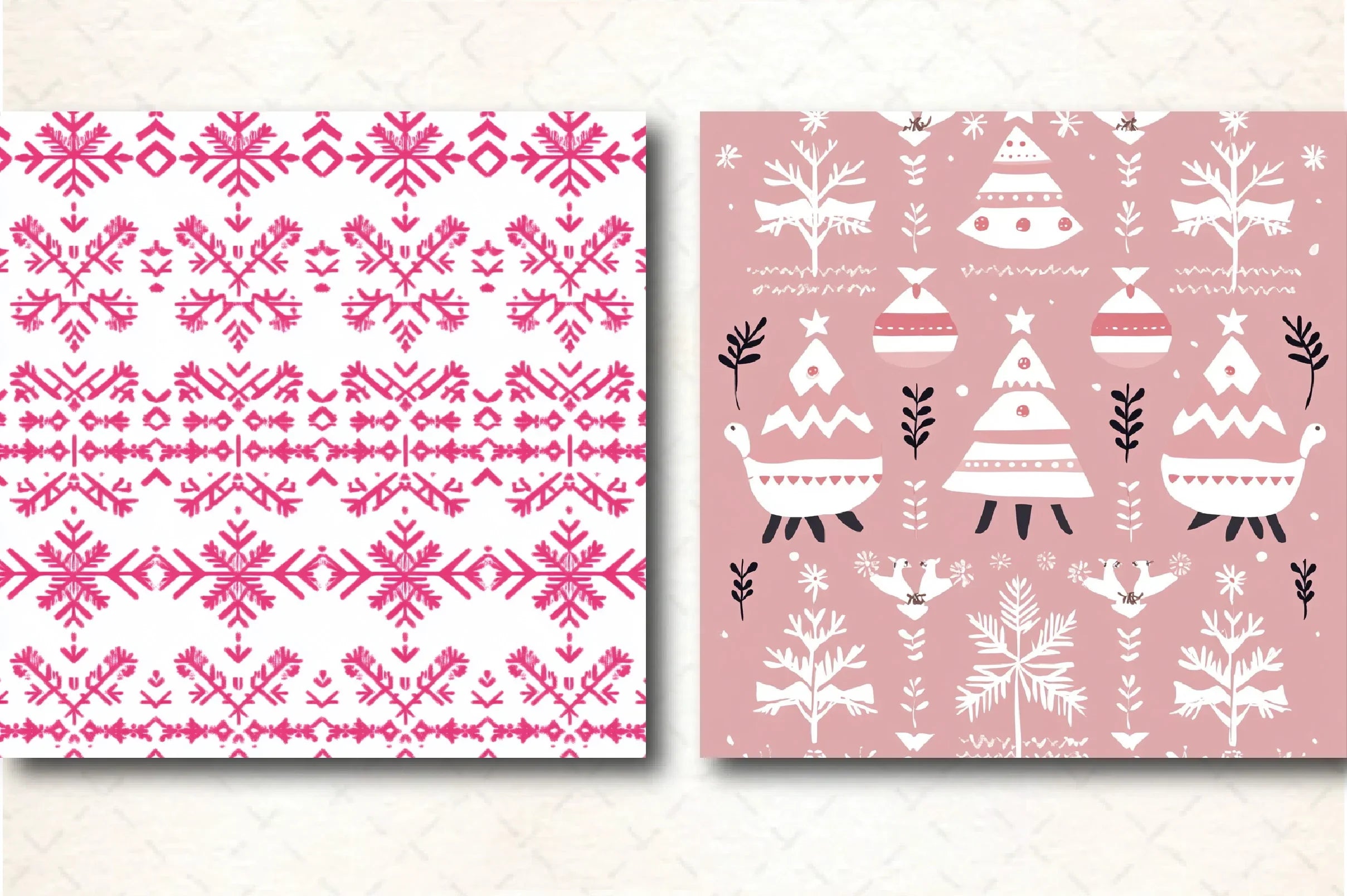 Pink Scandinavian Christmas Patterns Clipart Bundle - CraftNest - Digital Crafting and Art