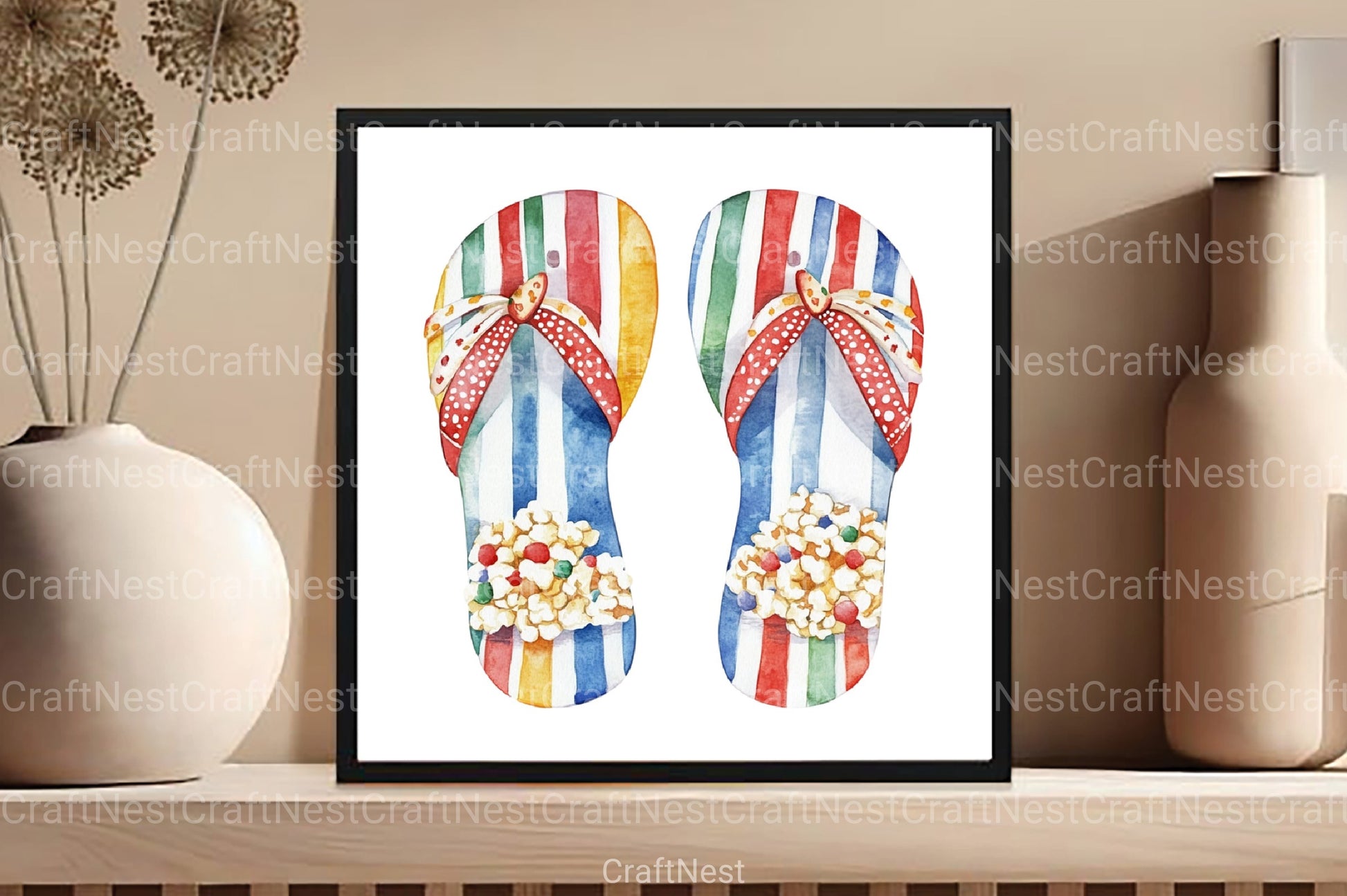 Retro Summer Flip Flops Clipart Bundle 77 - CraftNest - Digital Crafting and Art