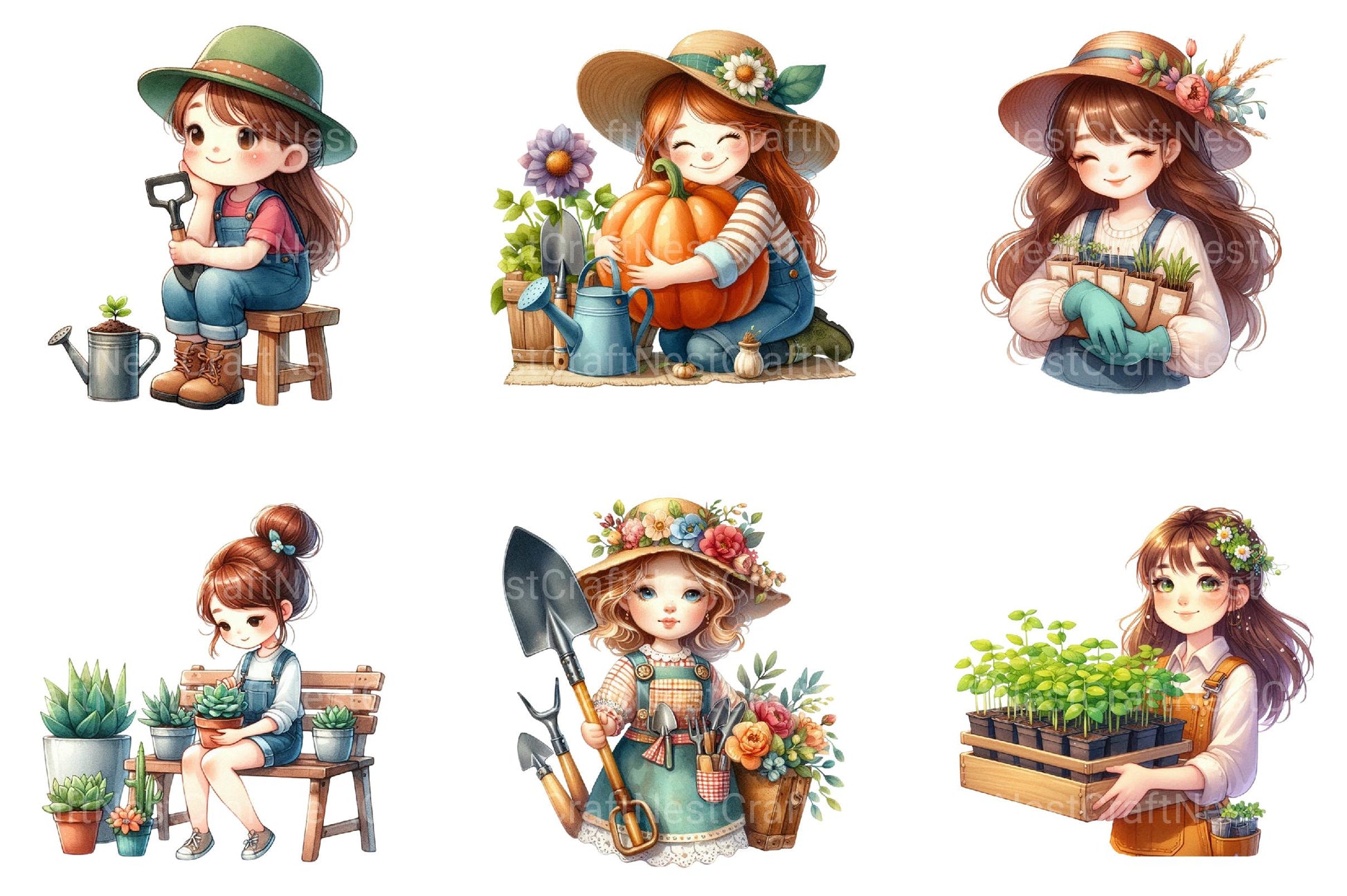 Gardening Girl Clipart - CraftNest - Digital Crafting and Art