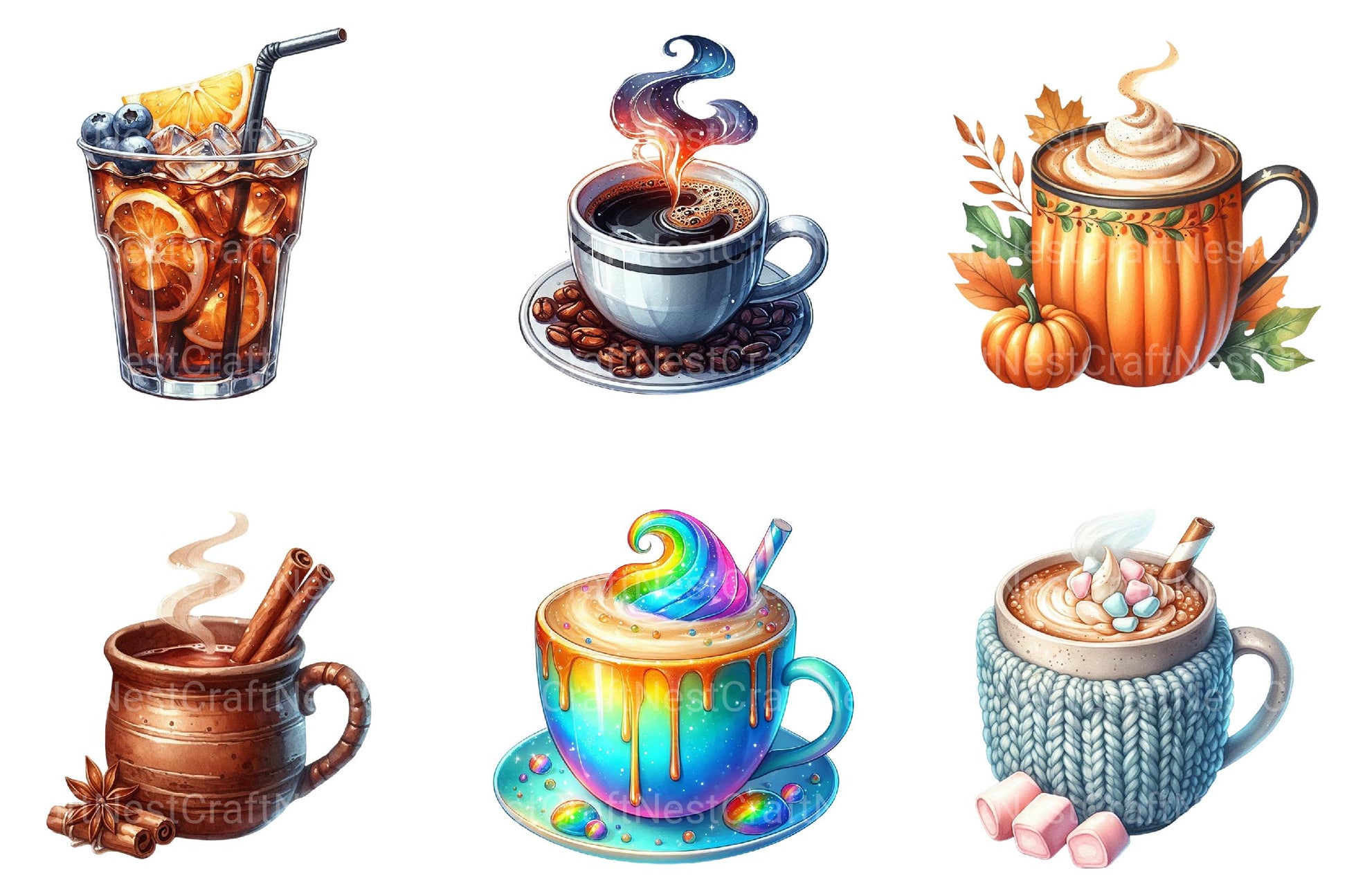 Coffee Cups Clipart - CraftNest - Digital Crafting and Art