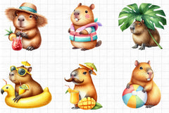 Summer Capybara Clipart - CraftNest - Digital Crafting and Art