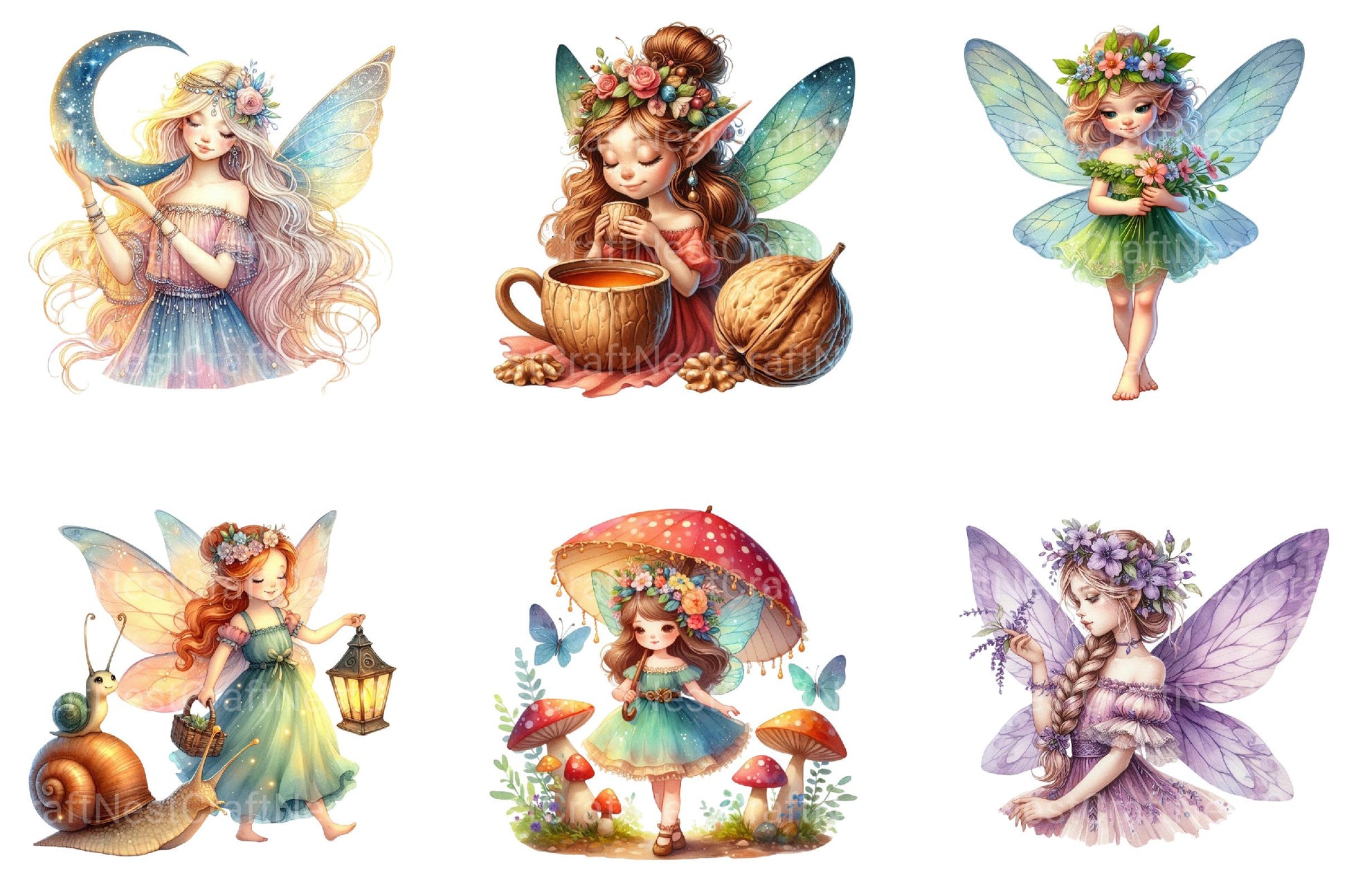 Boho Woodland Fairy Clipart - CraftNest - Digital Crafting and Art