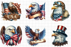 Patriotic Bald Eagle Clipart Bundle - CraftNest - Digital Crafting and Art