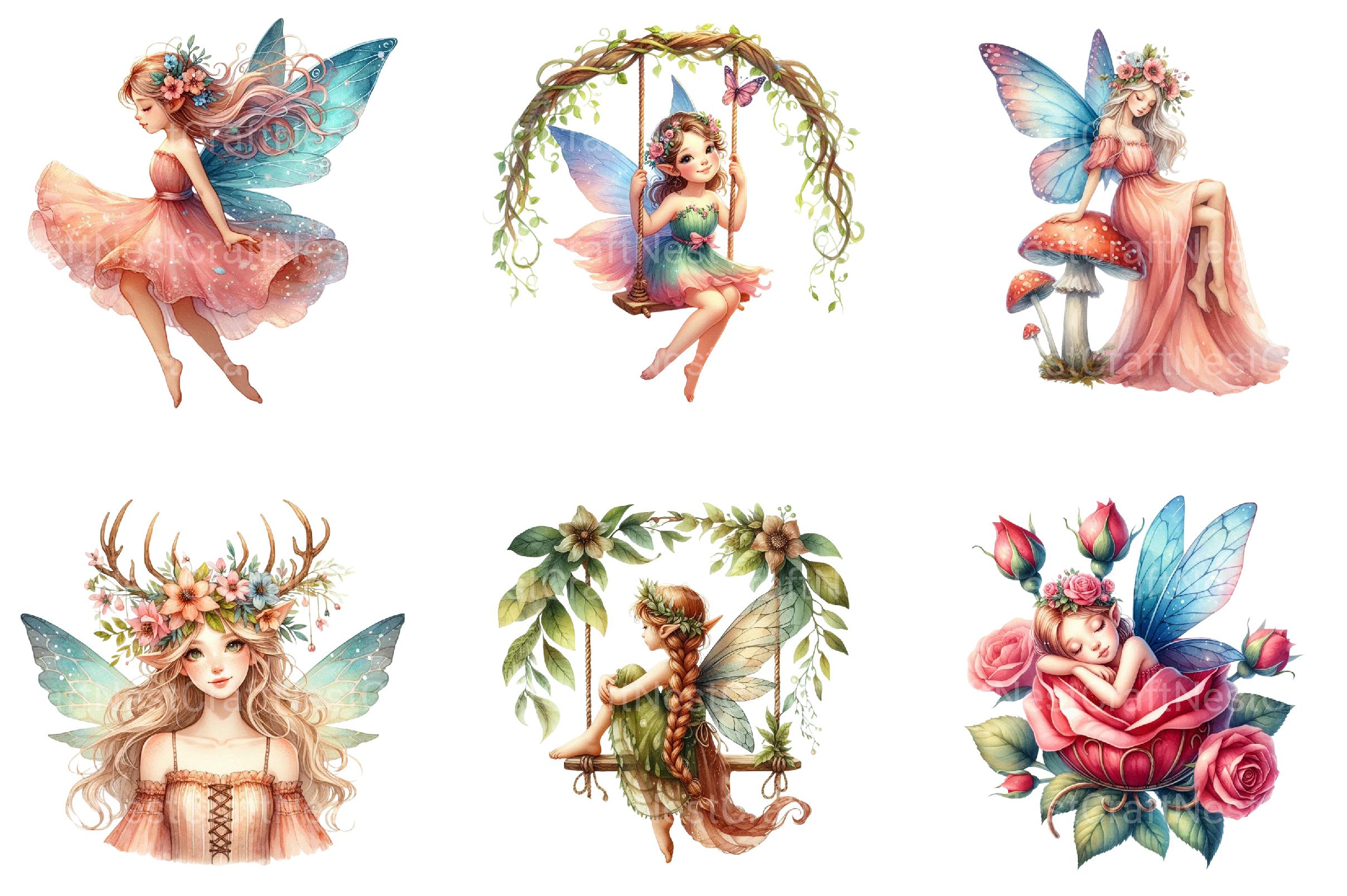 Boho Woodland Fairy Clipart - CraftNest - Digital Crafting and Art