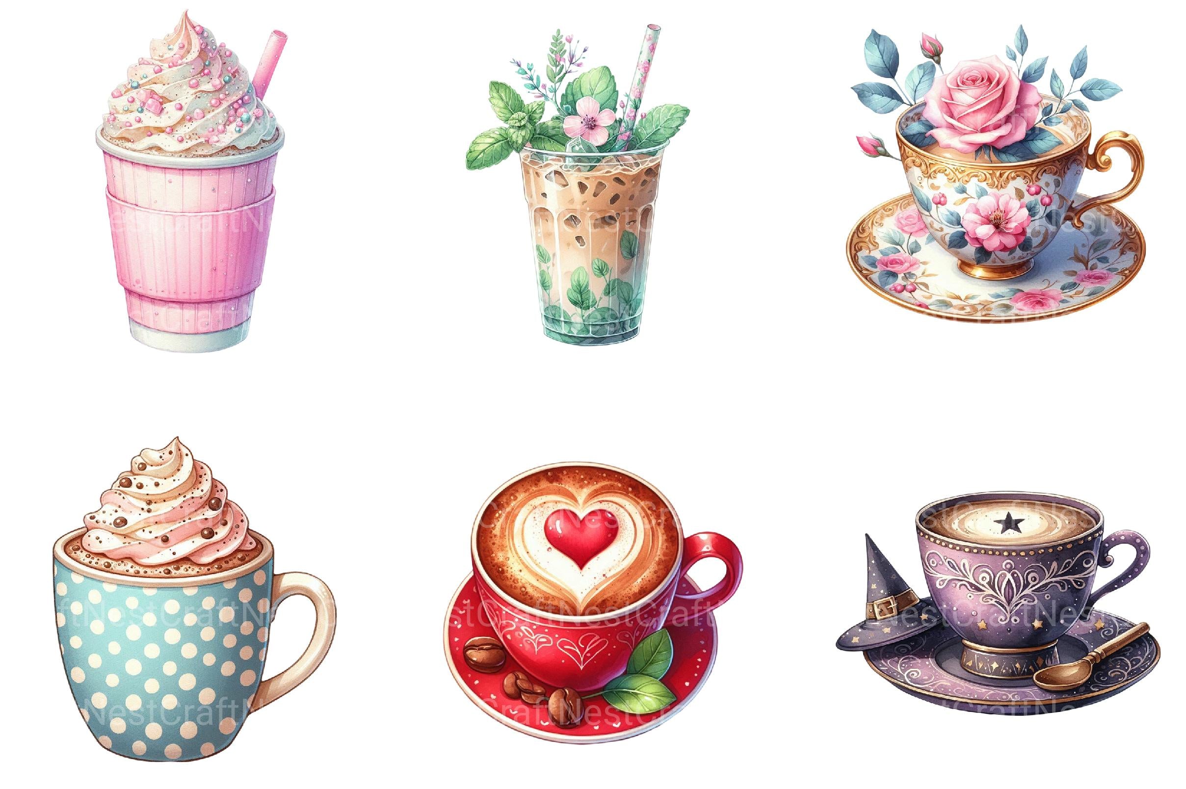 Coffee Cups Clipart - CraftNest - Digital Crafting and Art