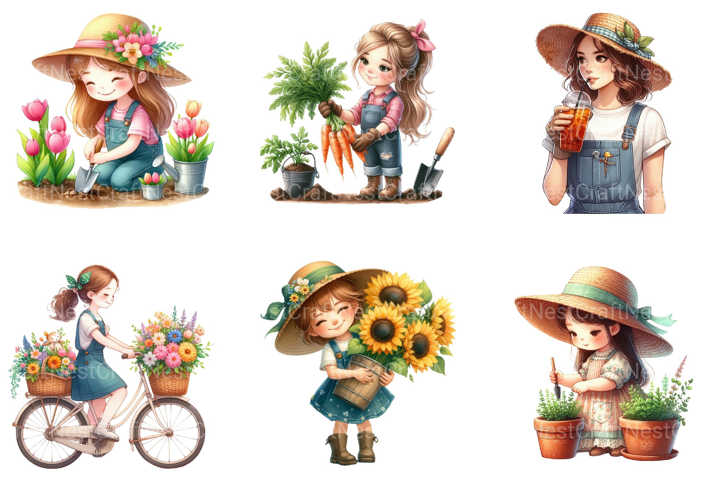 Gardening Girl Clipart - CraftNest - Digital Crafting and Art