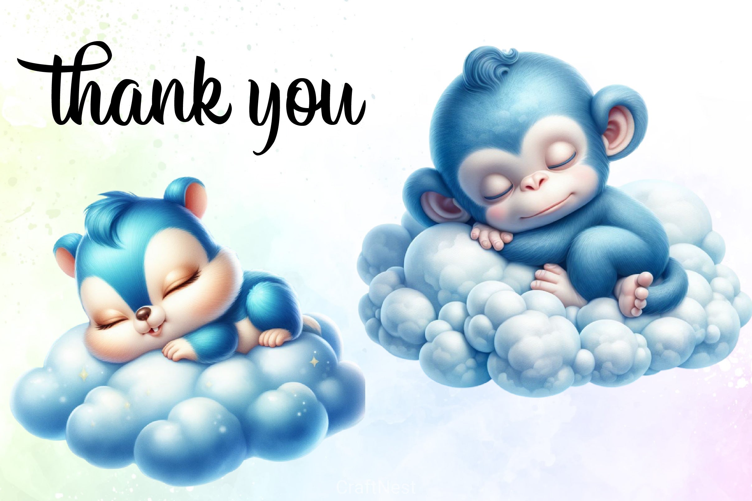 Pastel Blue Baby Animals Clipart Bundle - CraftNest - Digital Crafting and Art