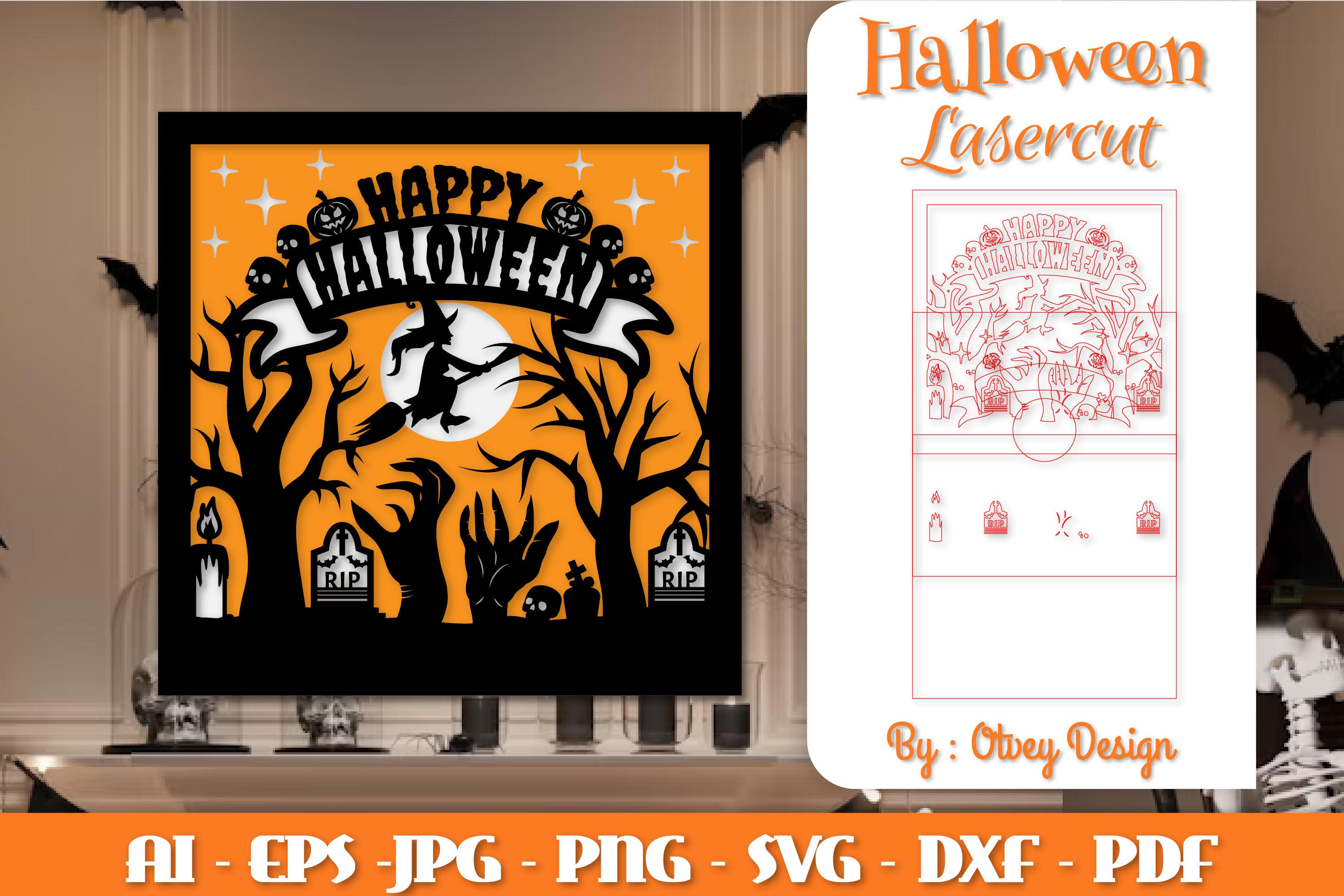 Halloween Decorations Layered Lasercut SVG Bundle