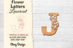 Flower Letters Laser Cut SVG Bundle 94 - CraftNest - Digital Crafting and Art
