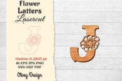 Flower Letters Laser Cut SVG Bundle 28 - CraftNest - Digital Crafting and Art