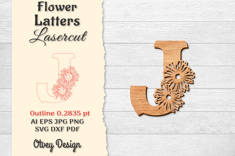 Flower Letters Laser Cut File SVG Bundle 72 - CraftNest - Digital Crafting and Art