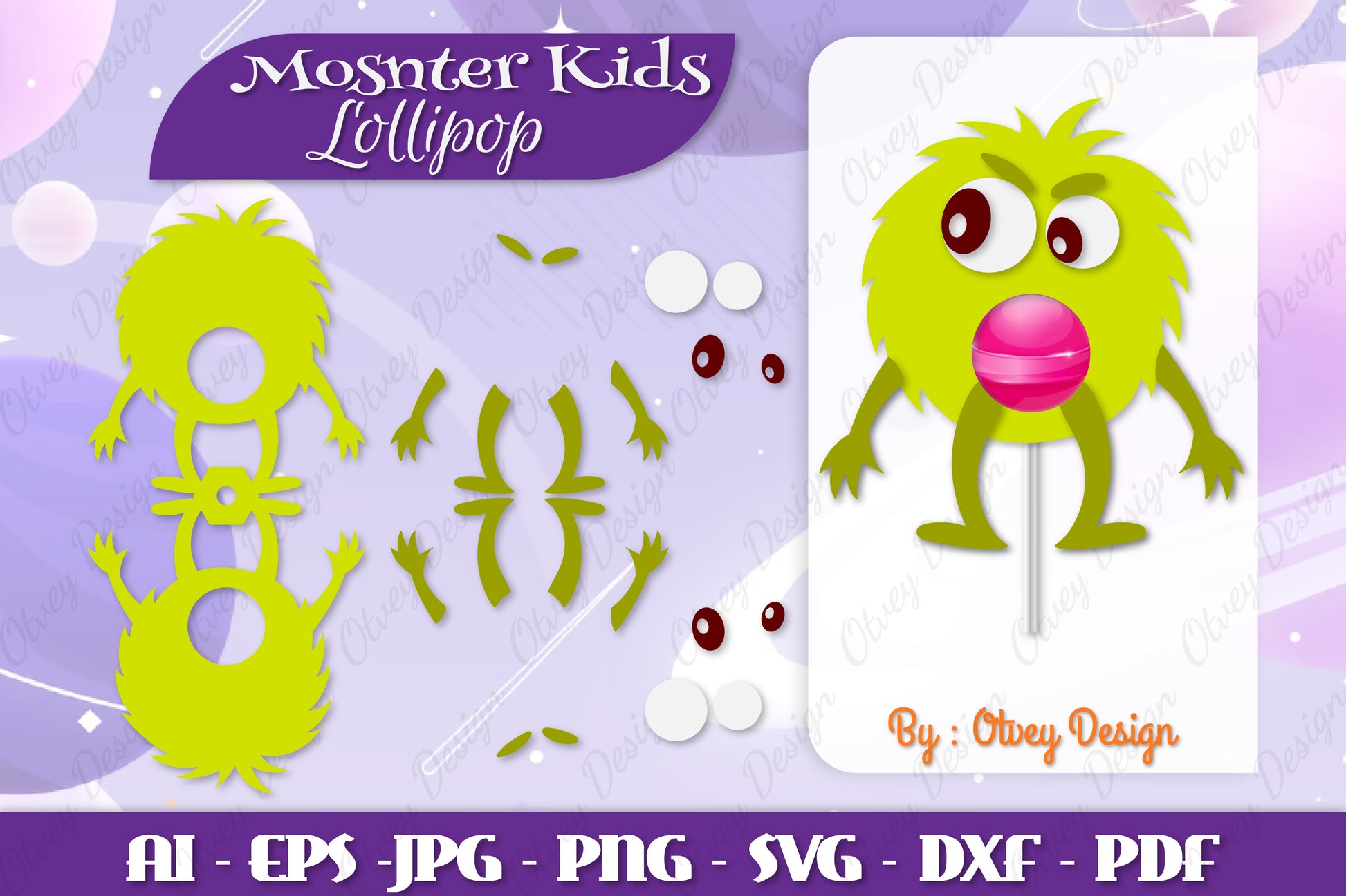 Monster Kids Lollipop Holders SVG Bundle 10 - CraftNest - Digital Crafting and Art