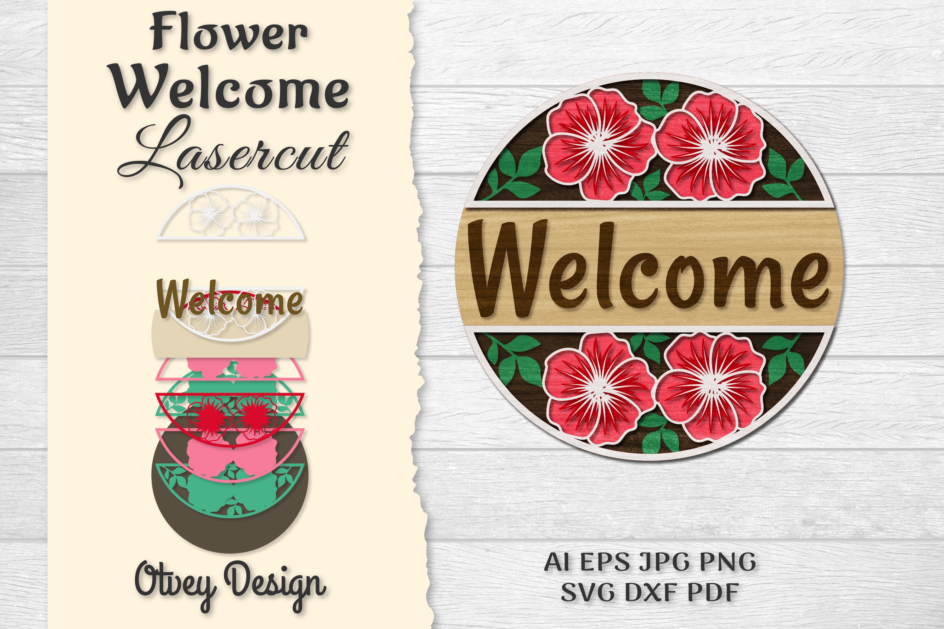 Flower Welcome Lasercut SVG Bundle 2 - CraftNest - Digital Crafting and Art