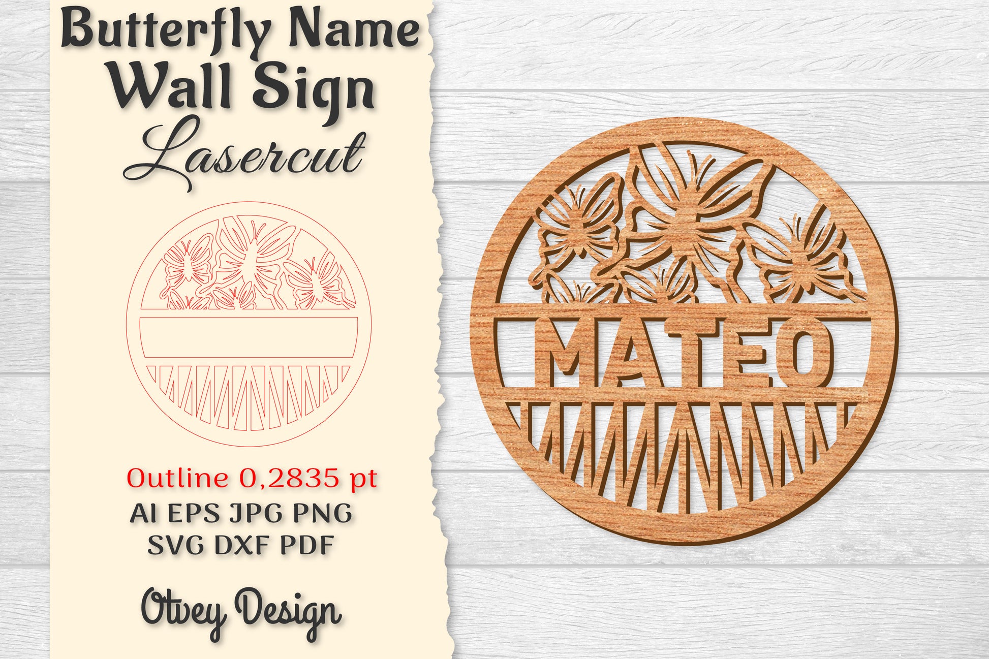 Butterfly Name Wall Art Sign SVG Bundle 10 - CraftNest - Digital Crafting and Art