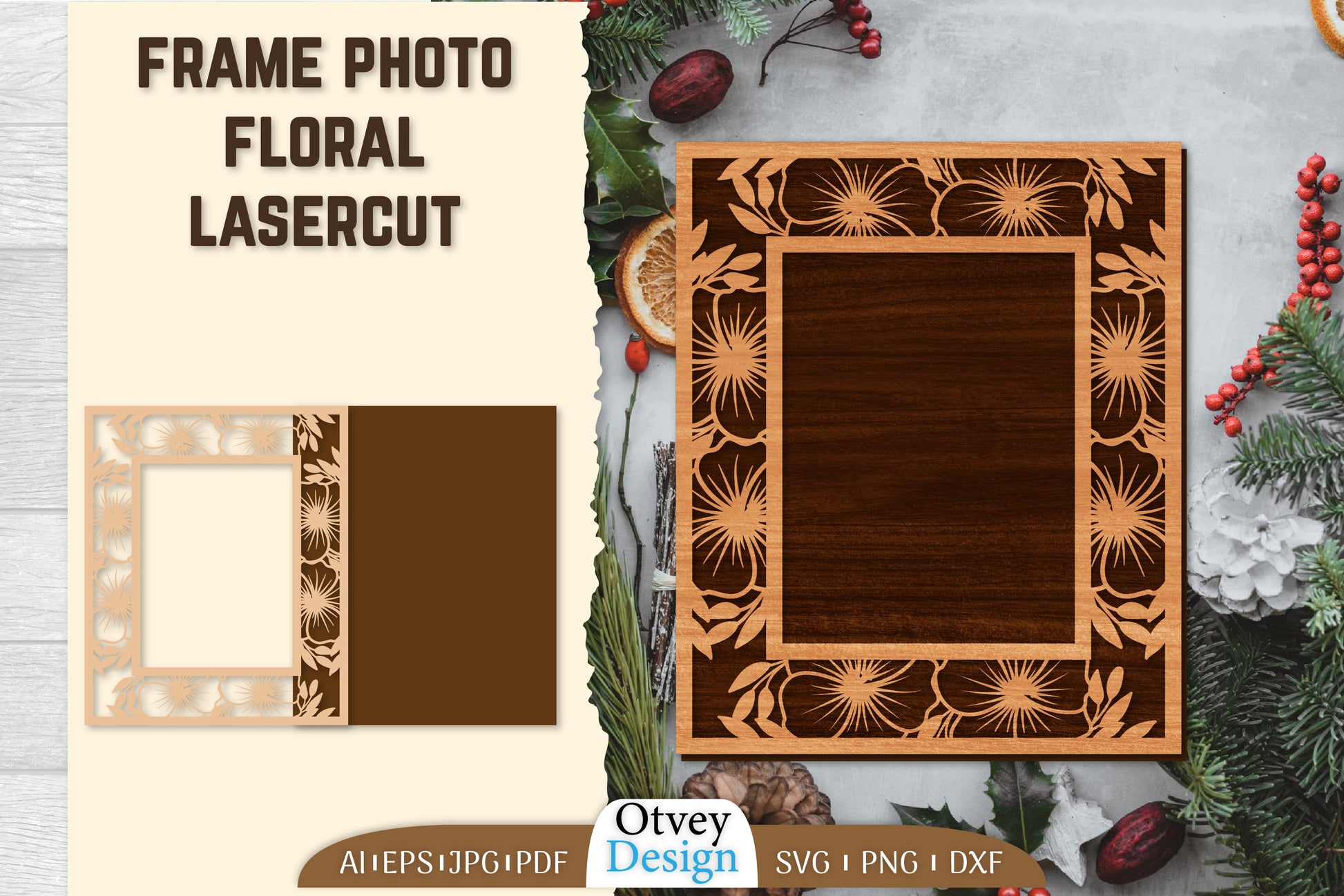 Floral Lasercut 2 Frame Photo SVG Bundle 51 - CraftNest - Digital Crafting and Art