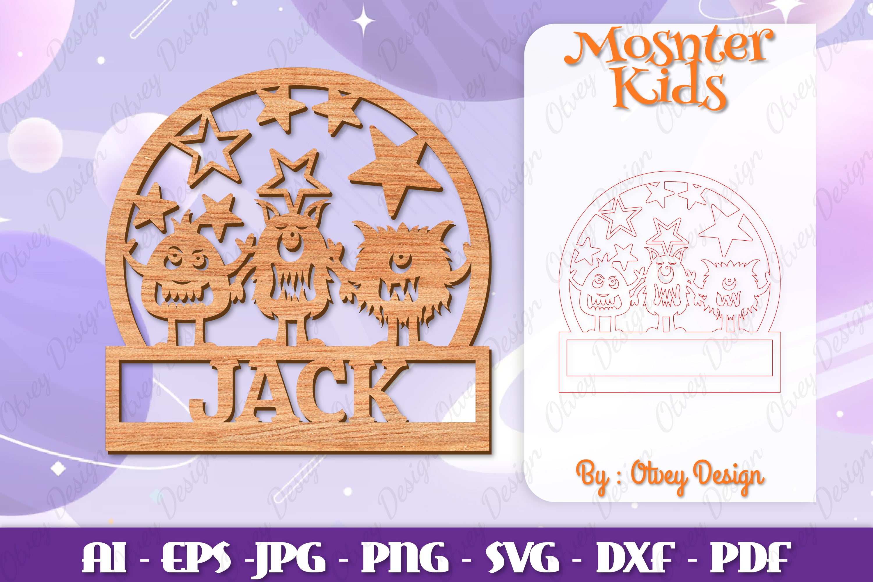 Monsters Kids Name Sign Lasercut SVG Bundle 10 - CraftNest - Digital Crafting and Art