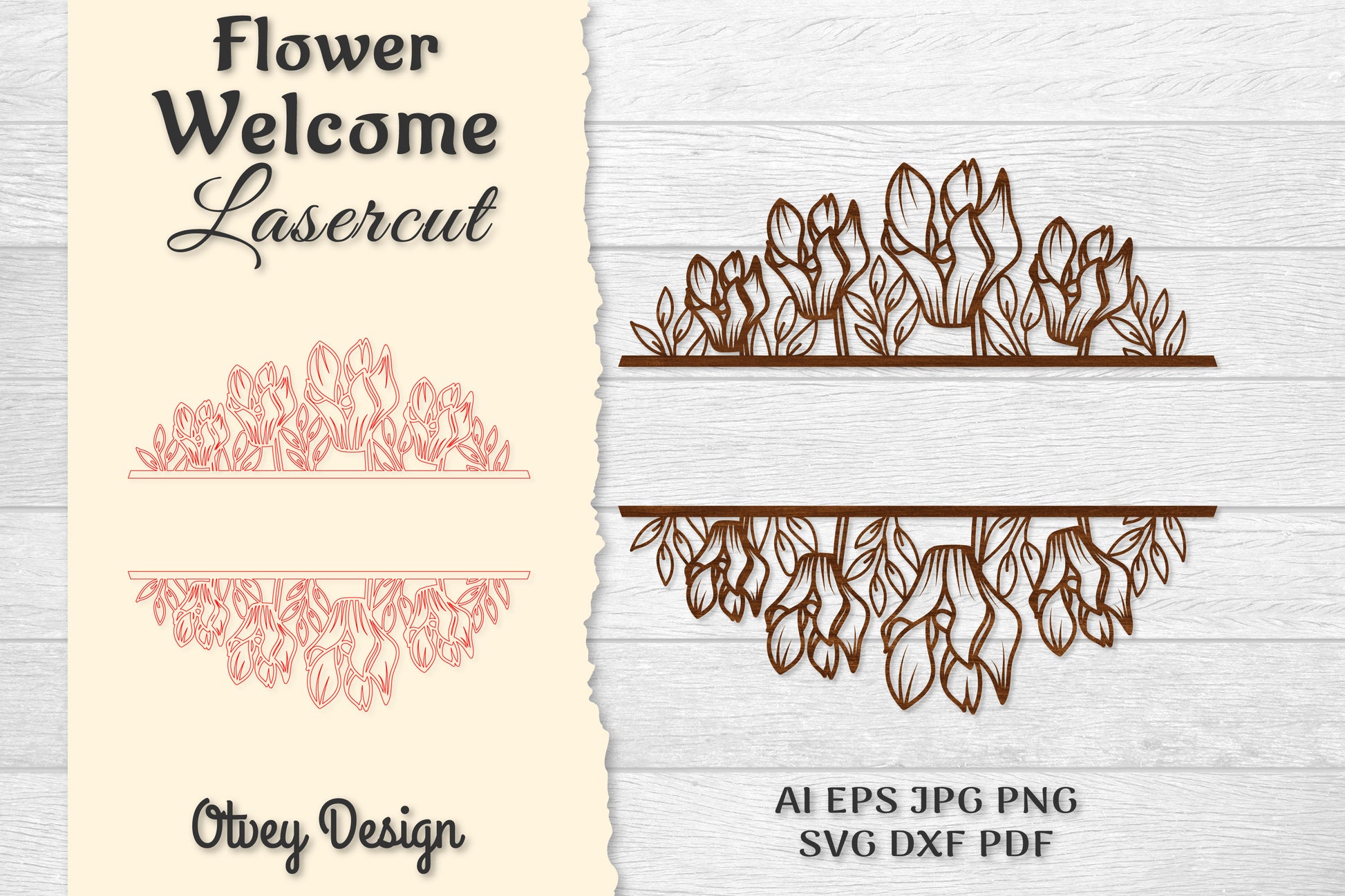Flower Welcome Slip Lasercut SVG Bundle 10 - CraftNest - Digital Crafting and Art