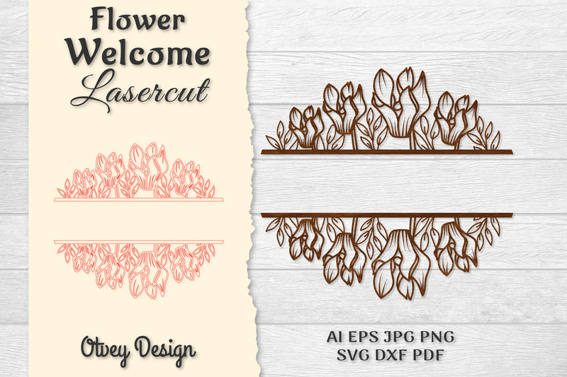 Flower Welcome Slip Lasercut SVG Bundle 10 - CraftNest - Digital Crafting and Art