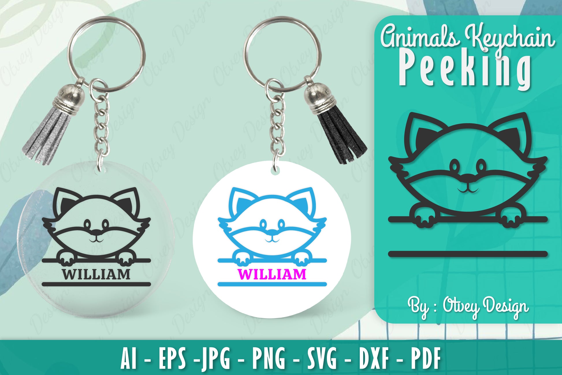 Animals Peeking Keychain SVG Bundle 2 - CraftNest - Digital Crafting and Art
