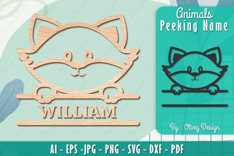 Animals Peeking Name Sign SVG Bundle 2 - CraftNest - Digital Crafting and Art