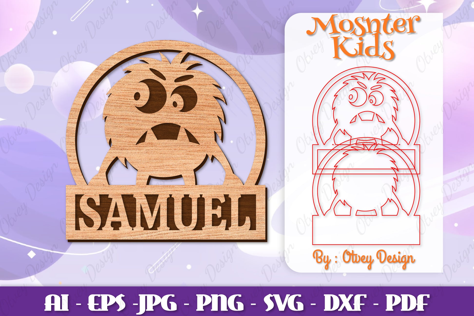 Cute Monster Name Sign SVG Bundle 5 - CraftNest - Digital Crafting and Art