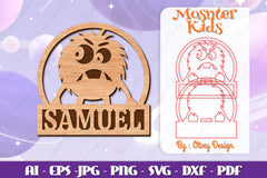 Cute Monster Name Sign SVG Bundle 5 - CraftNest - Digital Crafting and Art