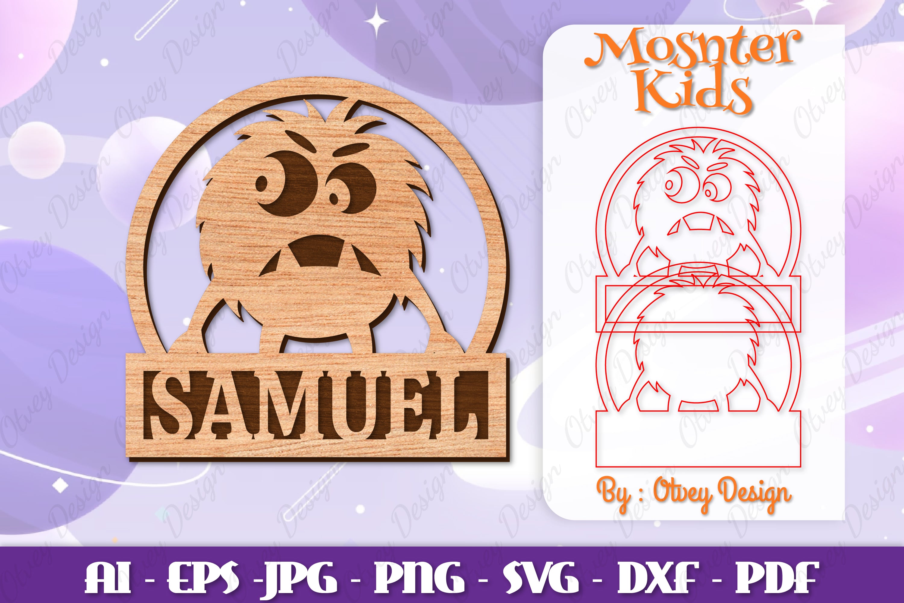 Cute Monster Name Sign SVG Bundle 5 - CraftNest - Digital Crafting and Art