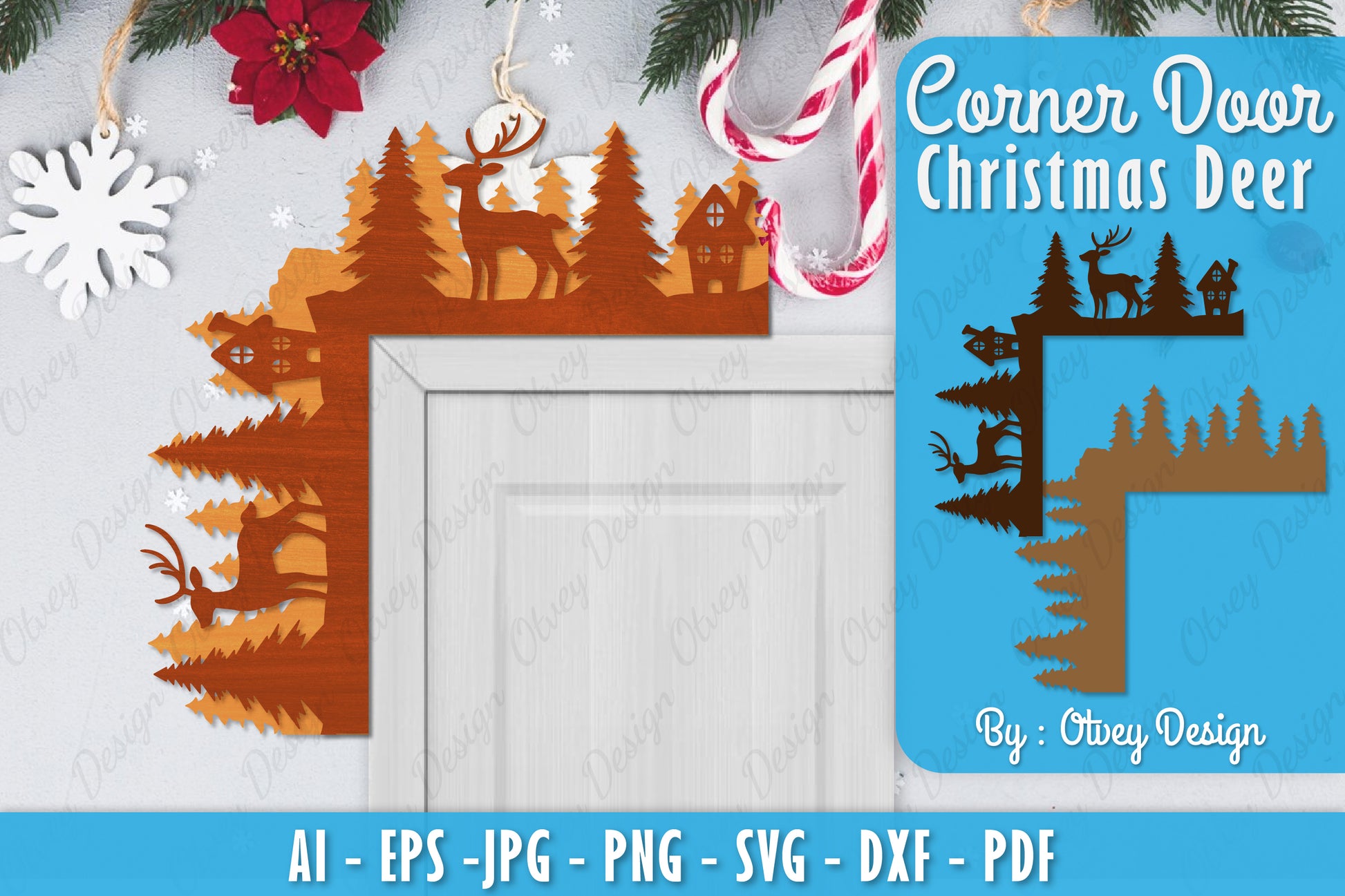 Christmas Deer Door Corner Lasercut SVG Bundle 2 - CraftNest - Digital Crafting and Art