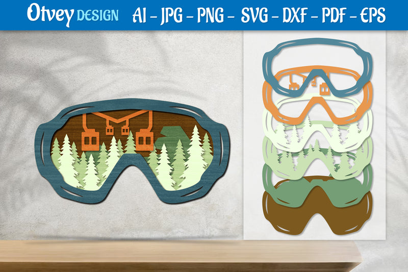 Mountain Scene Goggles Layered Lasercut SVG Bundle 2 - CraftNest - Digital Crafting and Art