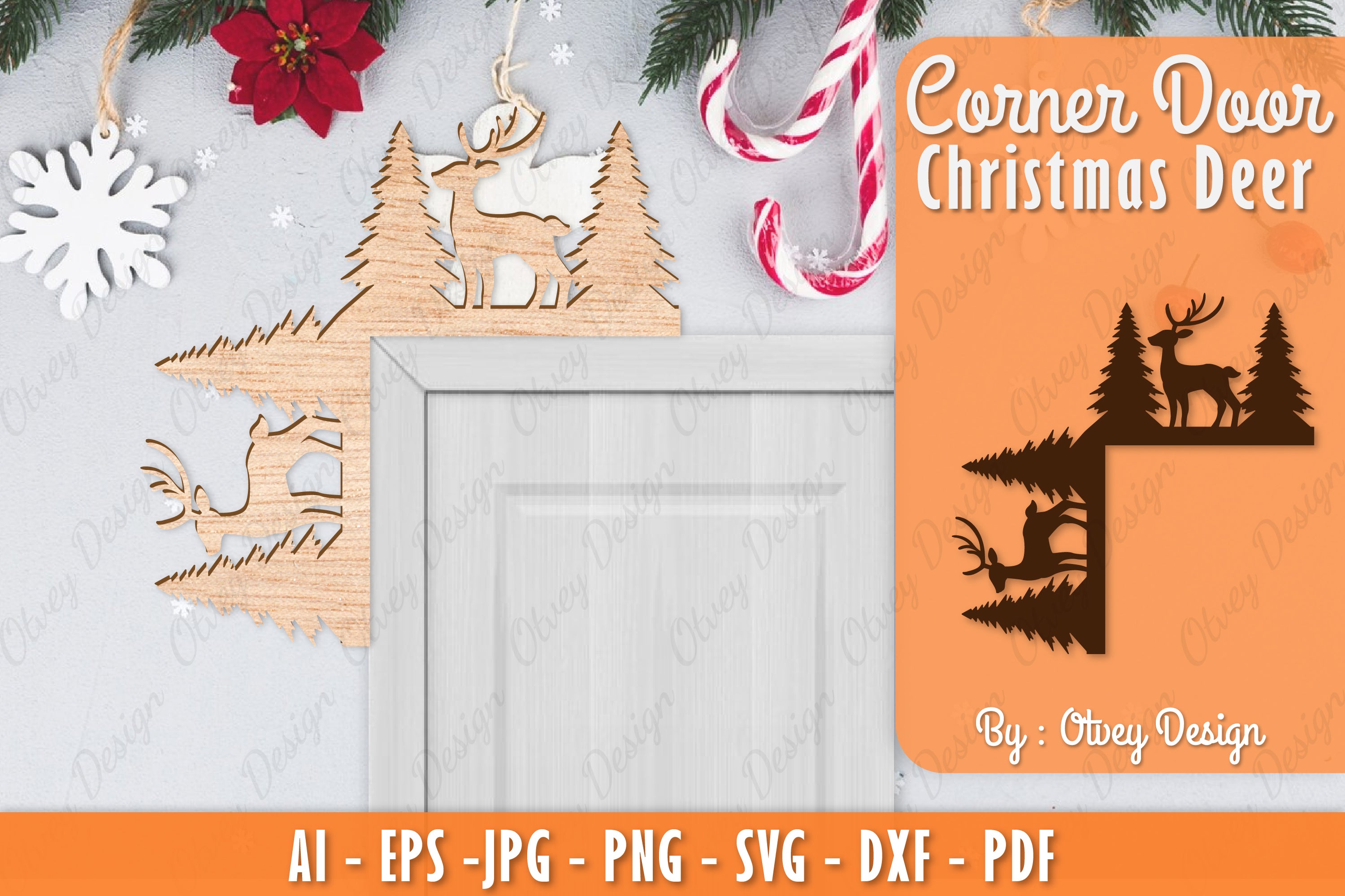 Christmas Deer Door Corner Lasercut SVG Bundle 12 - CraftNest - Digital Crafting and Art