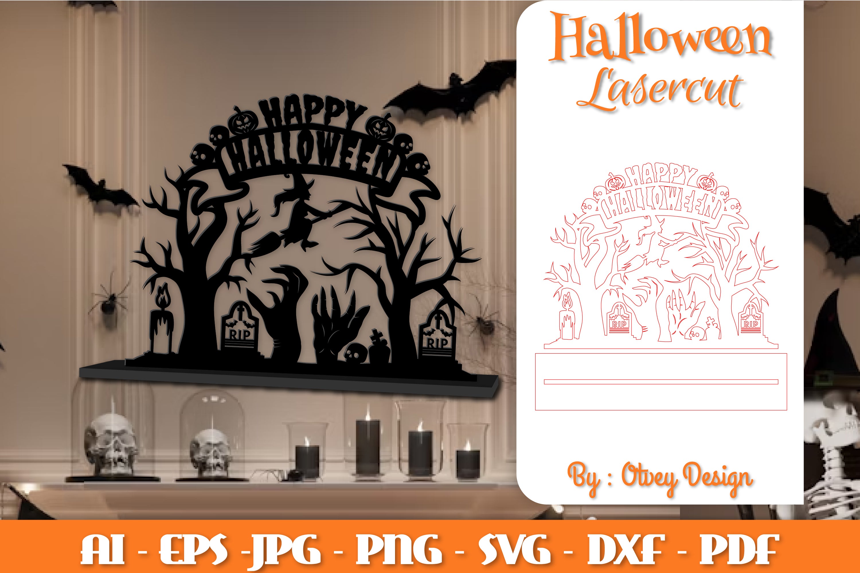 Halloween Decorations Lasercut SVG Bundle