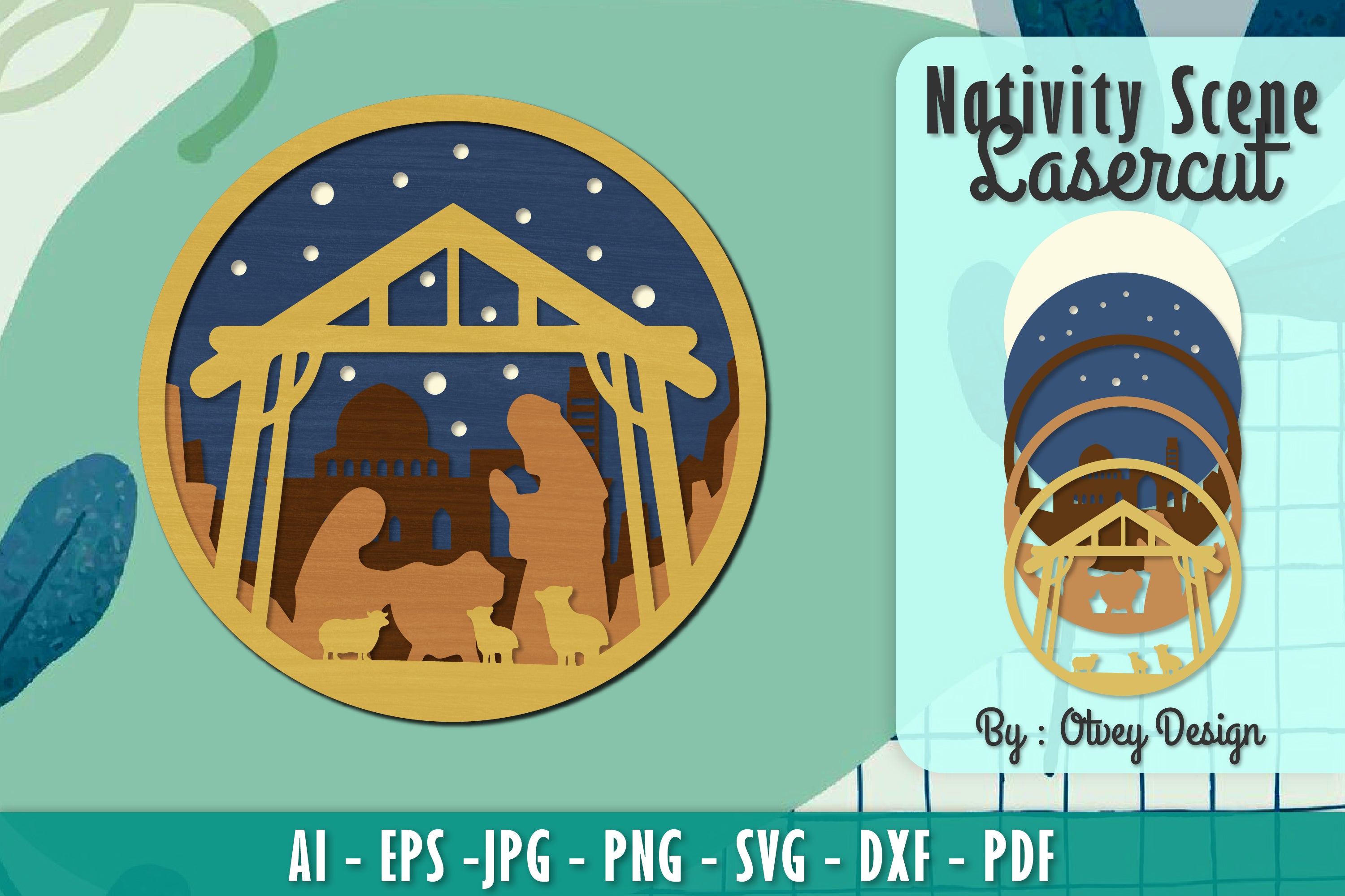 Nativity Scene Religious Christmas Layered Papercut Lasercut SVG Bundle