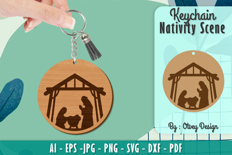 Nativity Scene Keychain Laser Cut SVG Bundle 2 - CraftNest - Digital Crafting and Art