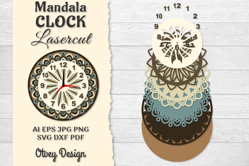 Clock Mandala Lasercut SVG Bundle 1 - CraftNest - Digital Crafting and Art