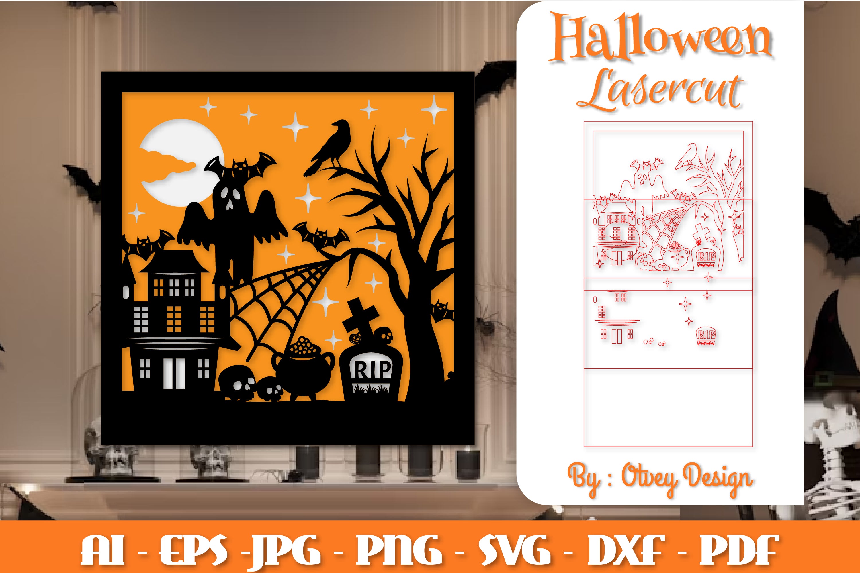 Halloween Decorations Layered Lasercut SVG Bundle