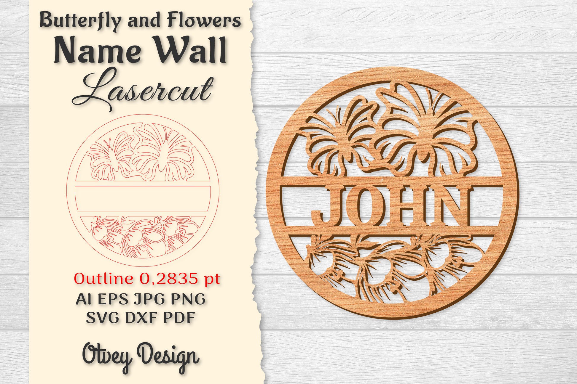 Butterfly and Flowers Name Wall Art Sign SVG Bundle 9 - CraftNest - Digital Crafting and Art