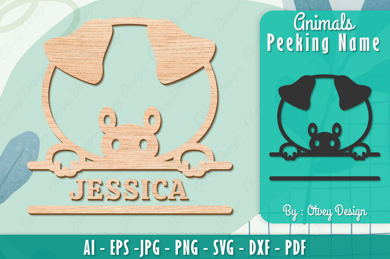 Animals Peeking Name Sign SVG Bundle 3 - CraftNest - Digital Crafting and Art